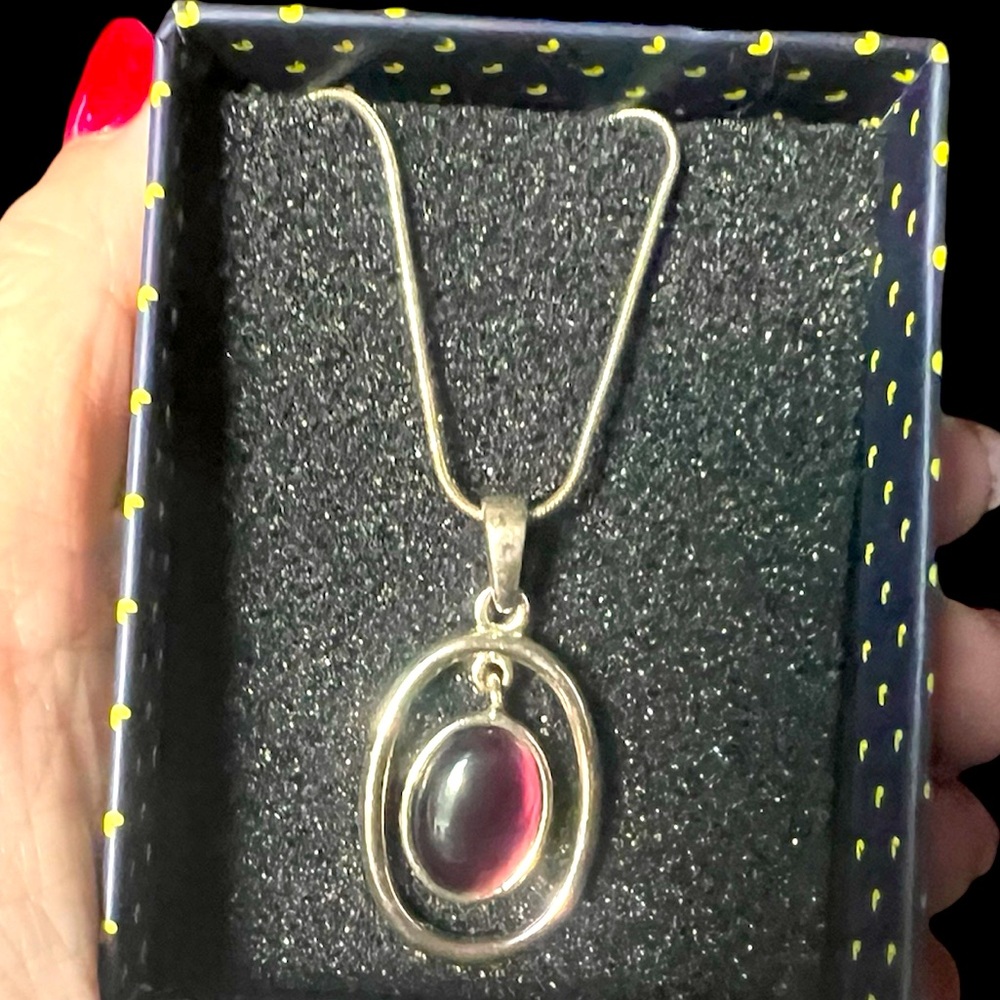 Art Deco Pink Czech Glass Bezel Double Teardrop Pendant Necklace